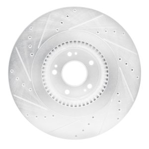 Genesis G80 Brake Rotor (1) - Front Right - R1 Concepts - Drilled & Slotted - Silver - `12-`17